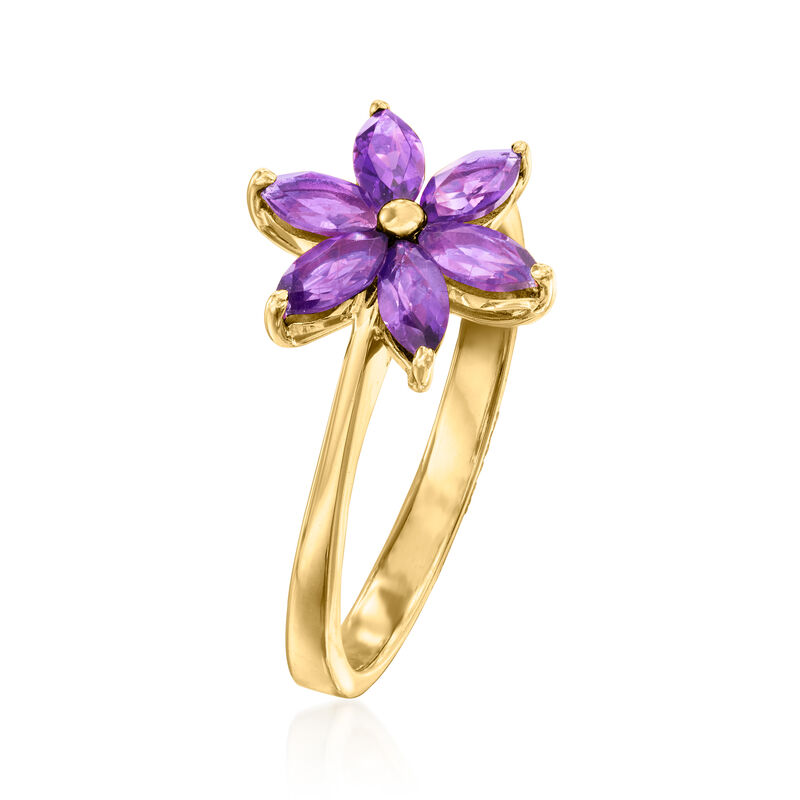 .70 ct. t.w. Amethyst Flower Ring in 18kt Gold Over Sterling image number 2