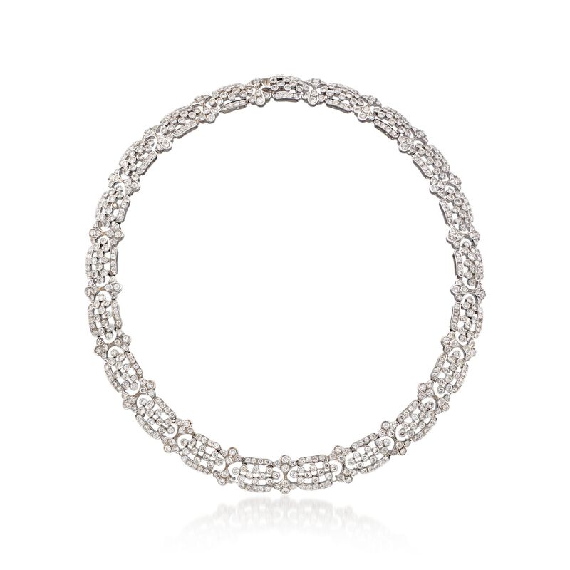 C. 1990 Vintage 16.00 ct. t.w. Diamond Collar Necklace in 18kt White Gold. 16.5&quot; image number 1