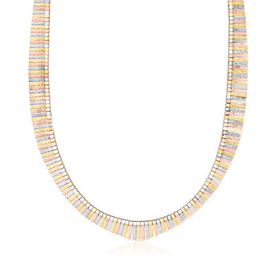 C. 1980 Vintage 14kt Tri-Colored Gold Graduated Cleopatra Necklace