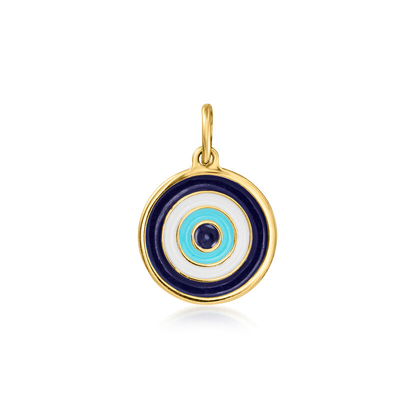 Italian Multicolored Enamel Evil Eye Charm in 14kt Yellow Gold  image number 0