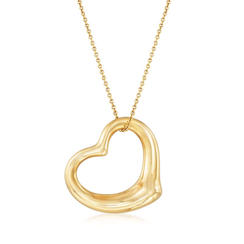 C. 1990 Vintage Tiffany Jewelry "Elsa Peretti" 18kt Yellow Gold Open-Space Heart Pendant Necklace image number 0