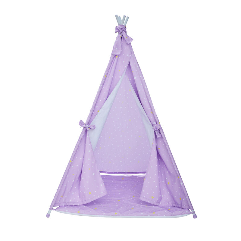 Teamson Kids &quot;Happy Land&quot; Purple Twinkle Star Teepee Tent image number 2