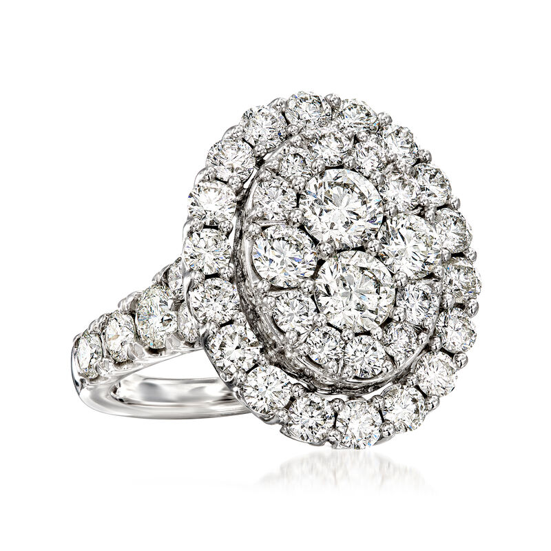 3.50 ct. t.w. Diamond Cluster Oval Ring in 14kt White Gold image number 3