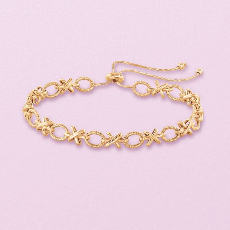 14kt Yellow Gold XO Bolo Bracelet image number 3