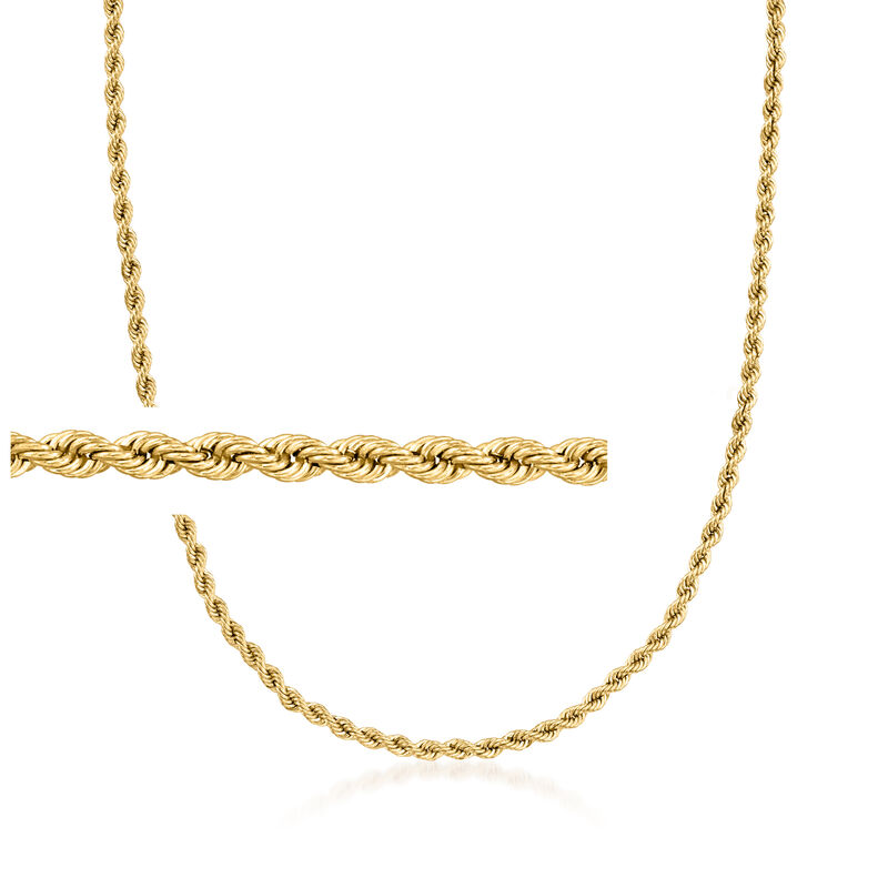 Italian 2.2mm 18kt Yellow Gold Rope-Chain Necklace image number 0