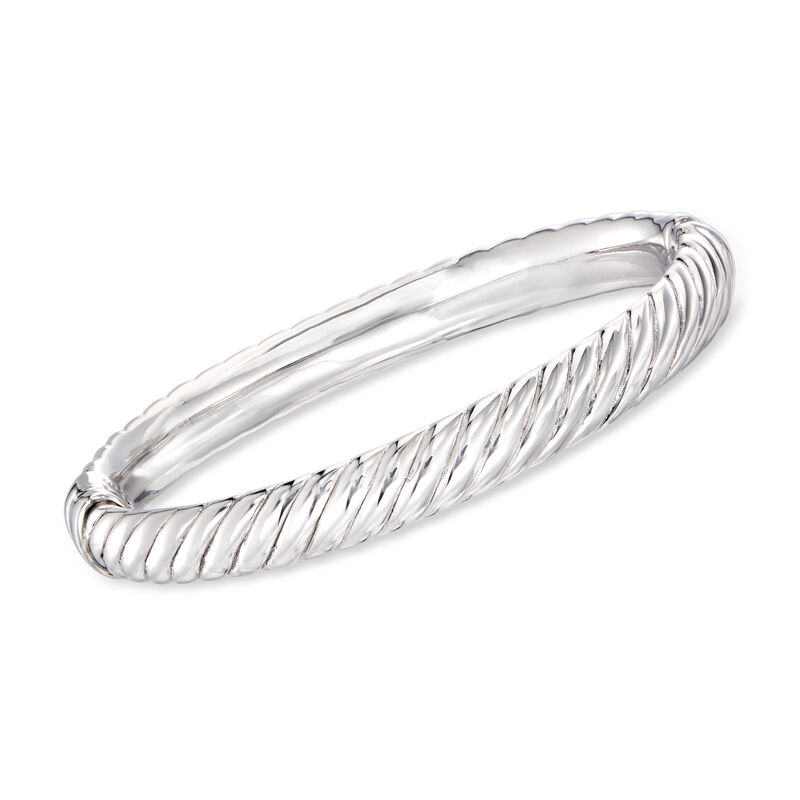 Sterling Silver Spiraled Oval Bangle Bracelet image number 0