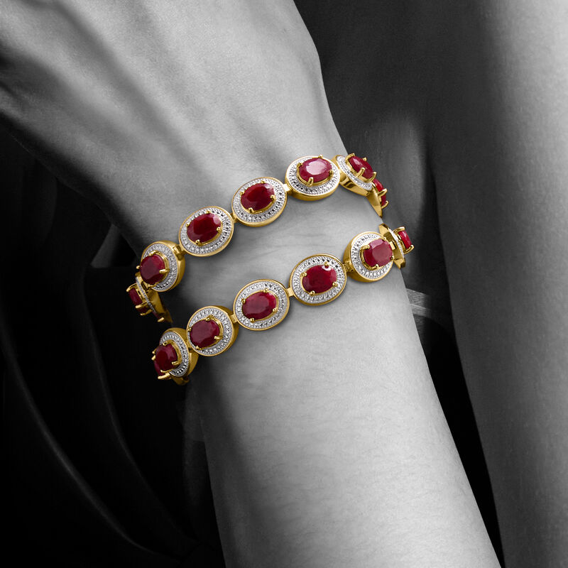17.00 ct. t.w. Ruby Bracelet with Diamonds in 18kt Gold Over Sterling and Sterling Silver image number 2