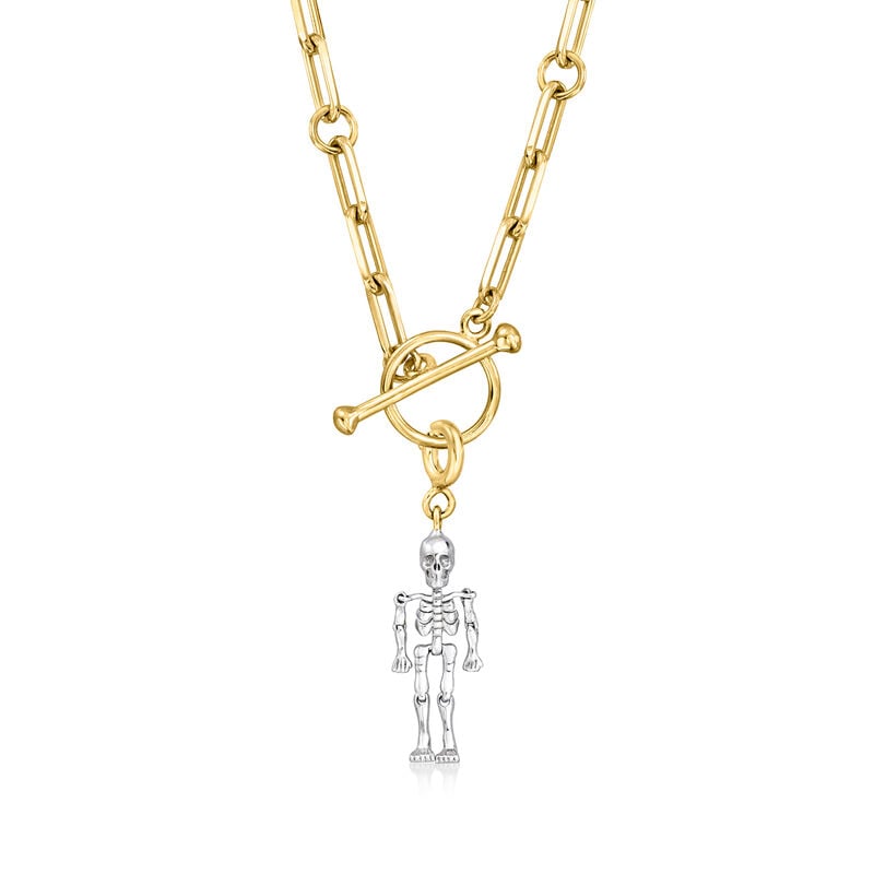 Sterling Silver and 18kt Gold Over Sterling Skeleton Charm  image number 2