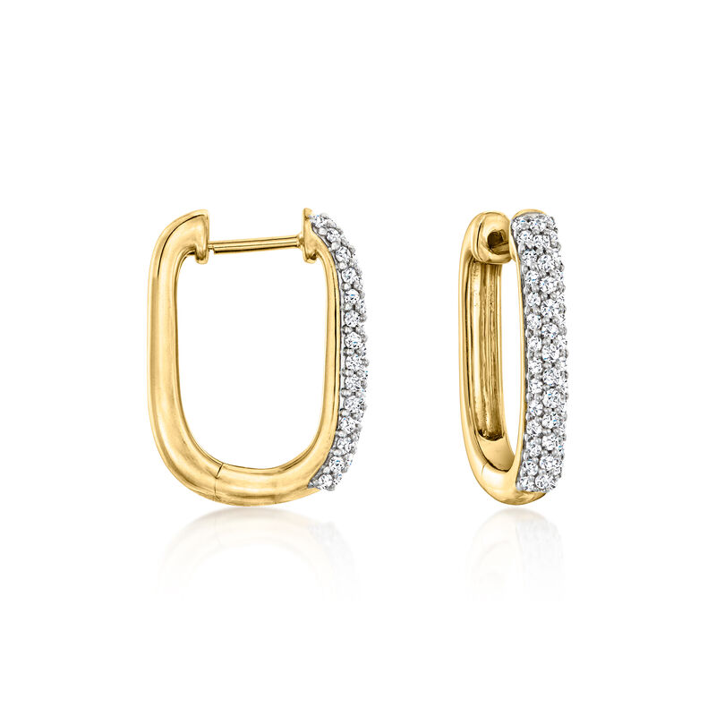 .50 ct. t.w. Diamond Paper Clip Link Hoop Earrings in 18kt Gold Over Sterling. 5/8" image number 0