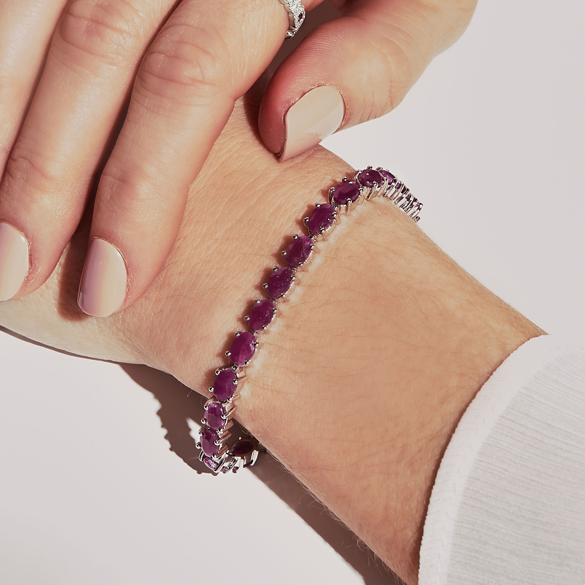 Ruby tennis bracelet silver on sale