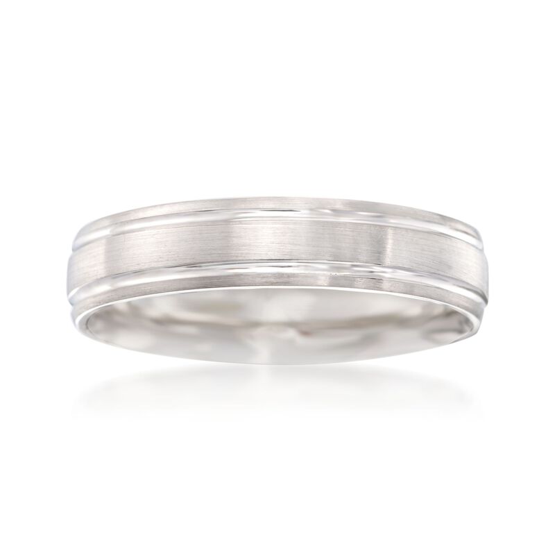 Men's 5mm 14kt White Gold Wedding Ring image number 0