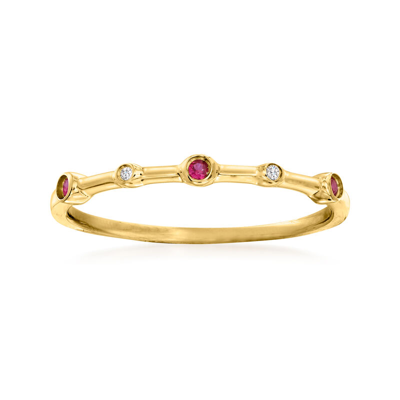 Ruby and Diamond Ring in 14kt Yellow Gold. Size 7 image number 0