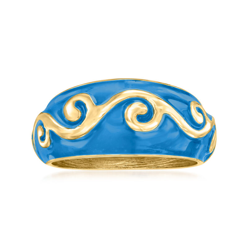 Blue Enamel Swirl Ring in 18kt Gold Over Sterling image number 0