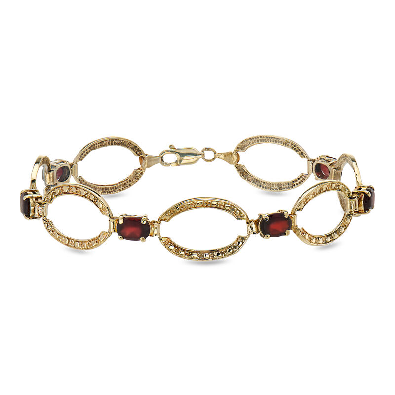 C. 1990 Vintage 6.00 ct. t.w. Garnet Oval-Link Bracelet in 14kt Yellow Gold. 8" image number 0