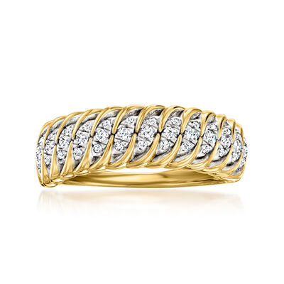 .50 ct. t.w. Diamond Croissant Ring in 18kt Gold Over Sterling