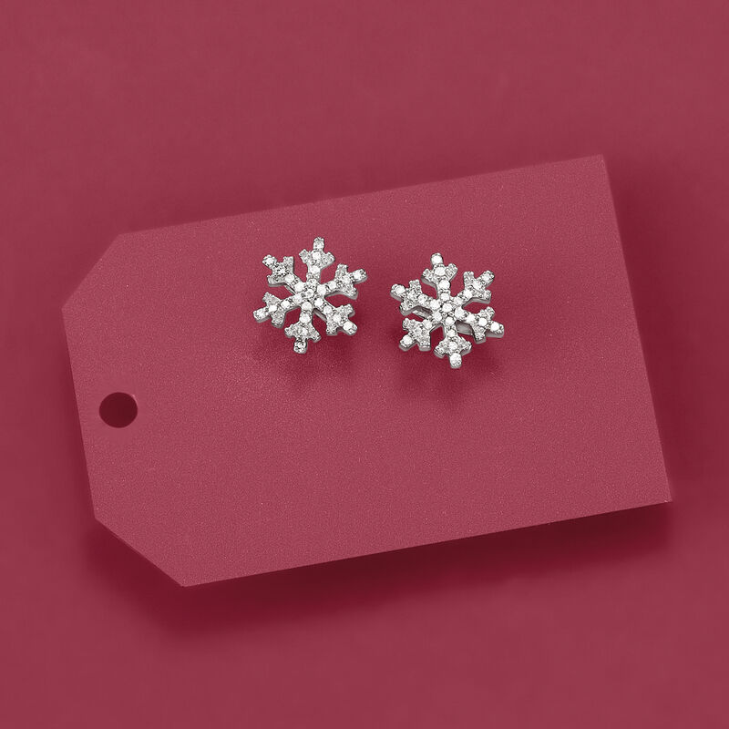 .15 ct. t.w. Diamond Snowflake Earrings in 14kt White Gold image number 2