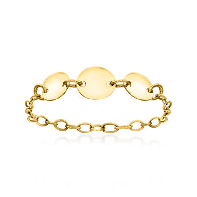 Italian 14kt Yellow Gold Disc Cable-Chain Ring