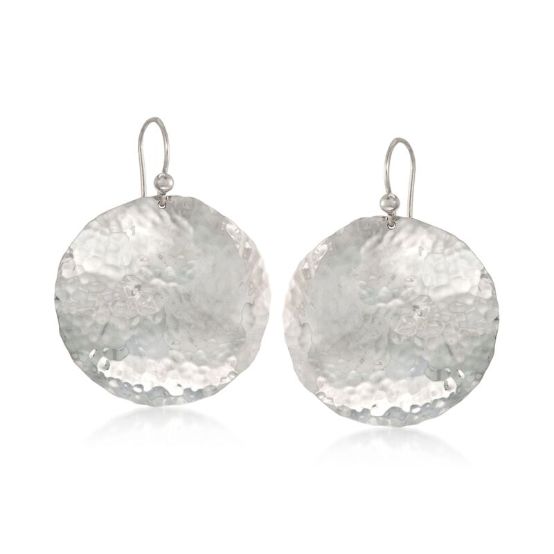 Sterling Silver Hammered Disc Earrings image number 0