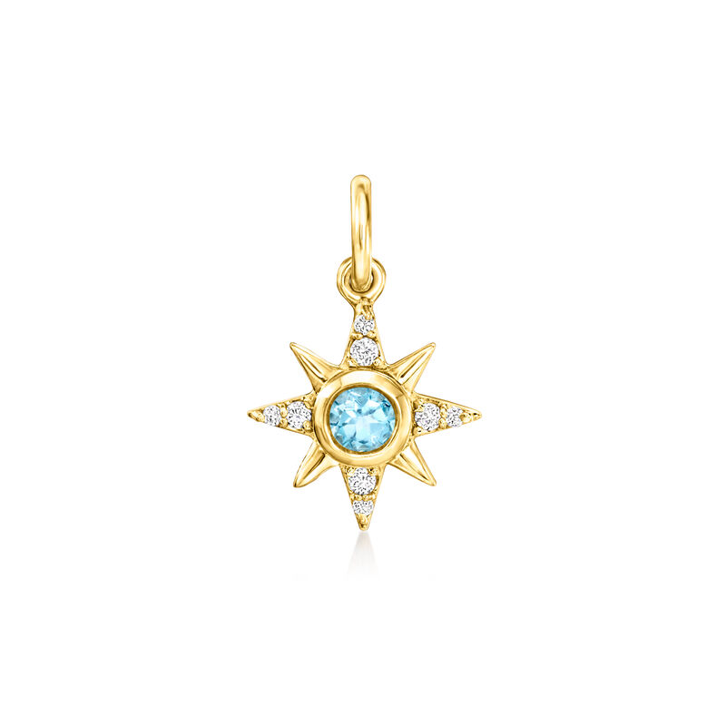 .15 ct. t.w. Swiss Blue and White Topaz Star Charm in 14kt Yellow Gold  image number 1