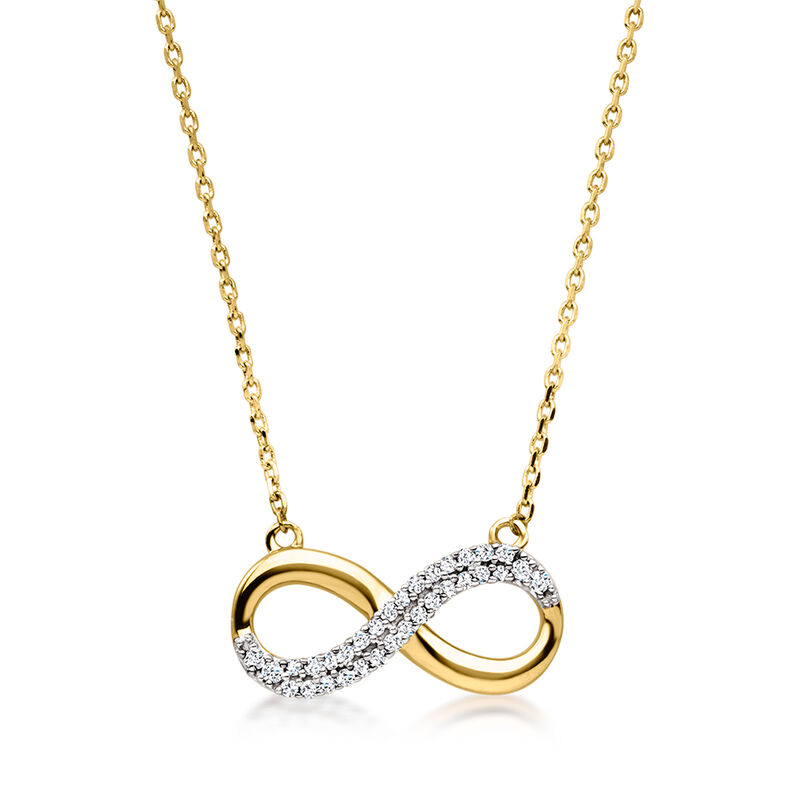 .20 ct. t.w. Lab-Grown Diamond Infinity Symbol Necklace in 10kt Yellow Gold. 16" image number 1