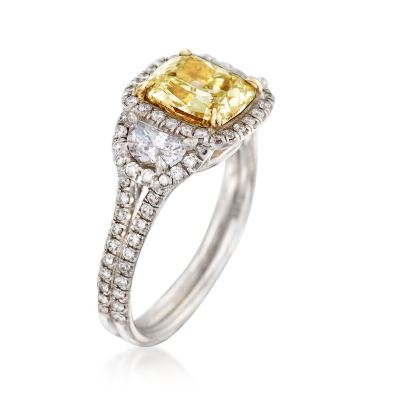 Majestic Collection 2.75 ct. t.w. Yellow and White Diamond Ring in 18kt White Gold image number 2