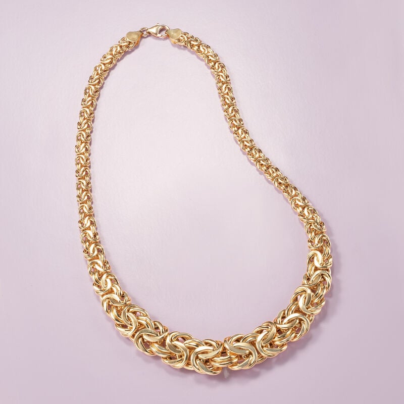 Italian 18kt Yellow Gold Graduated Byzantine Necklace image number 6