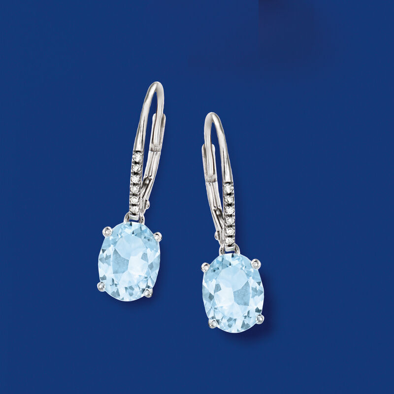 3.40 ct. t.w. Aquamarine Drop Earrings in 14kt White Gold image number 2