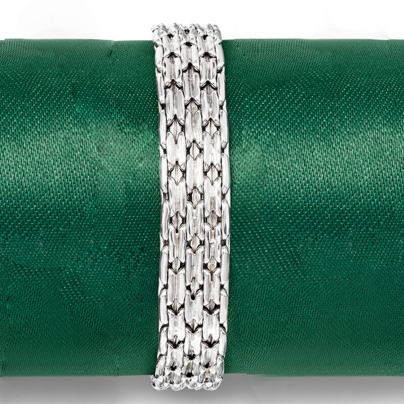 Sterling Silver Basketweave Bracelet. 7&quot; image number 2