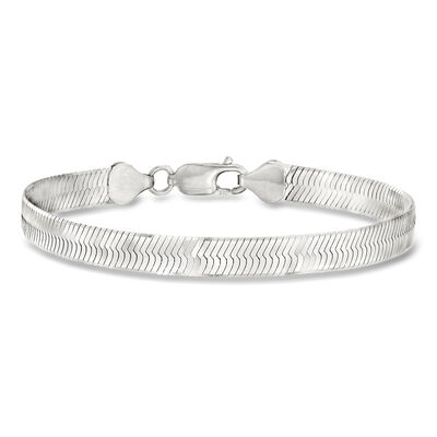 Italian 6mm Sterling Silver Herringbone Bracelet