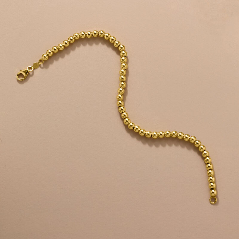 Italian 4mm 14kt Yellow Gold Bead Bracelet image number 4