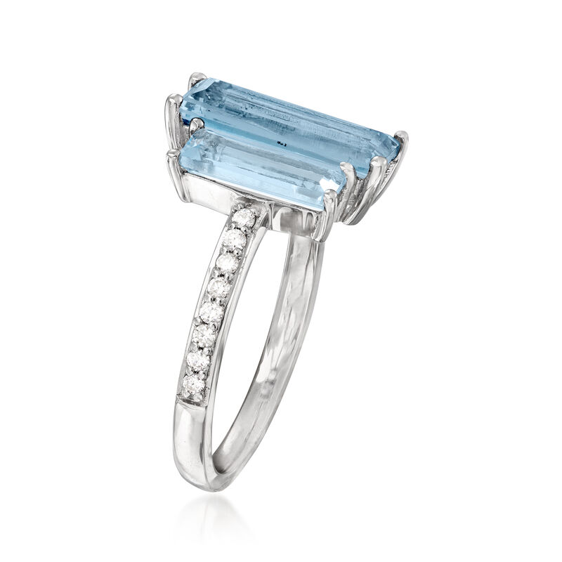 3.30 ct. t.w. Blue Topaz and .14 ct. t.w. Diamond Ring in 14kt White Gold image number 2