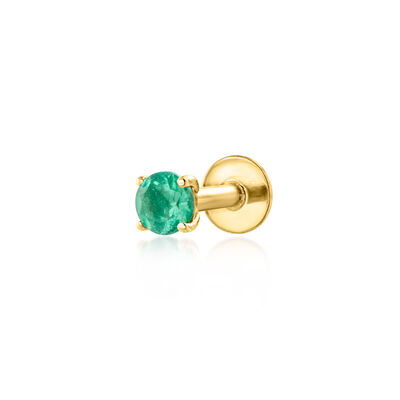 .20 Carat Emerald Single Flat-Back Stud Earring in 14kt Yellow Gold