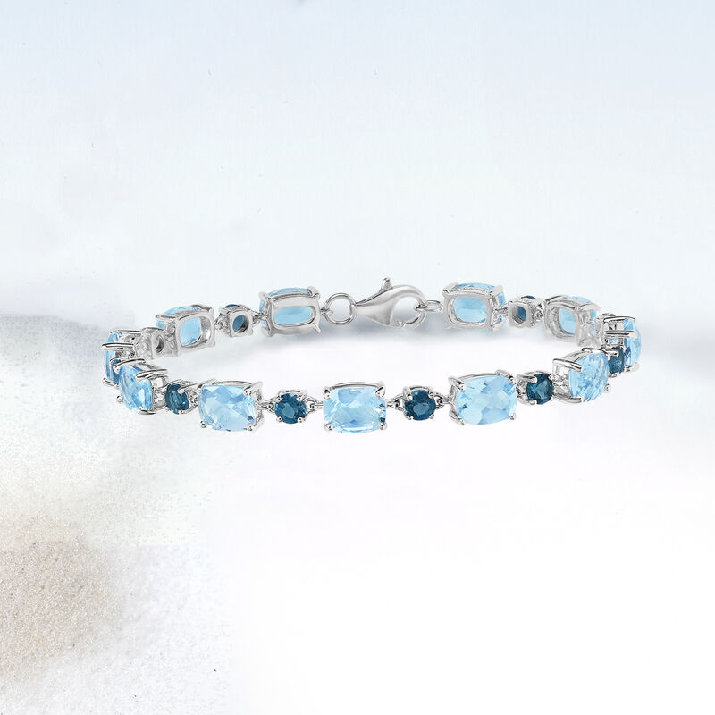 19.50 ct. t.w. London and Sky Blue Topaz Bracelet in Sterling Silver image number 3