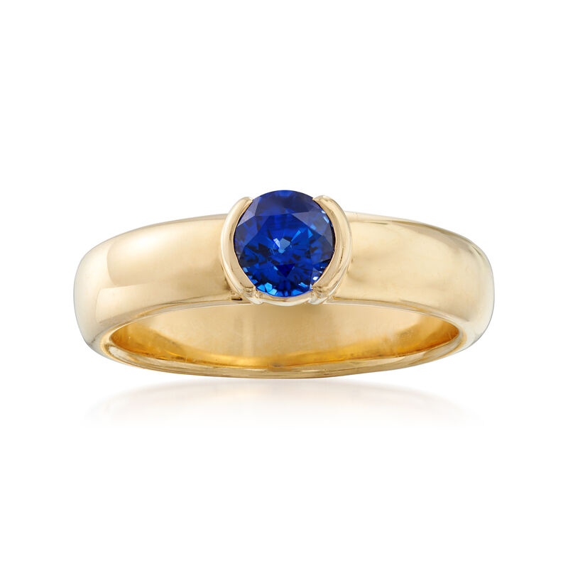 C. 1990 Vintage Tiffany Jewelry .50 Carat Sapphire Ring in 18kt Yellow Gold. Size 7.5 image number 0