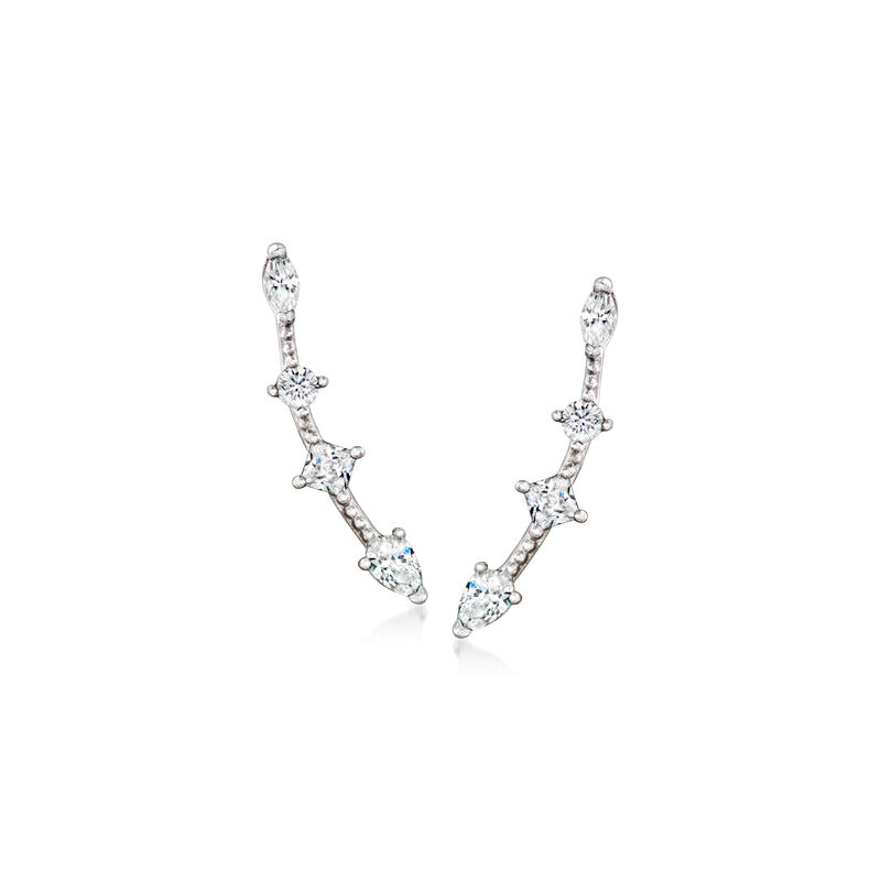.26 ct. t.w. Multi-Shaped CZ Ear Climbers in Sterling Silver  image number 0