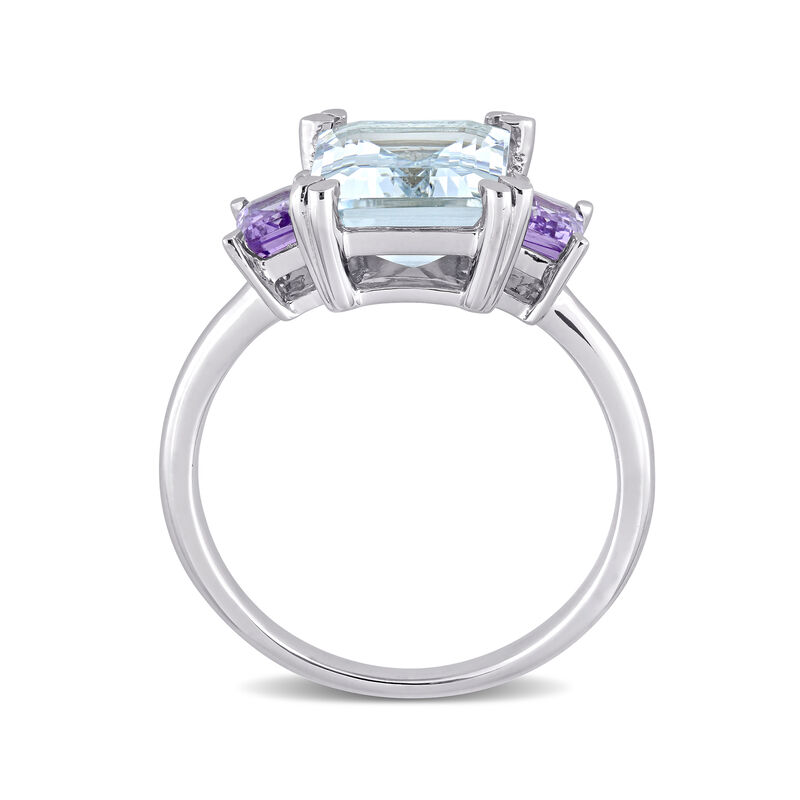 3.00 Carat Aquamarine and .60 ct. t.w. Amethyst Ring in Sterling Silver image number 2
