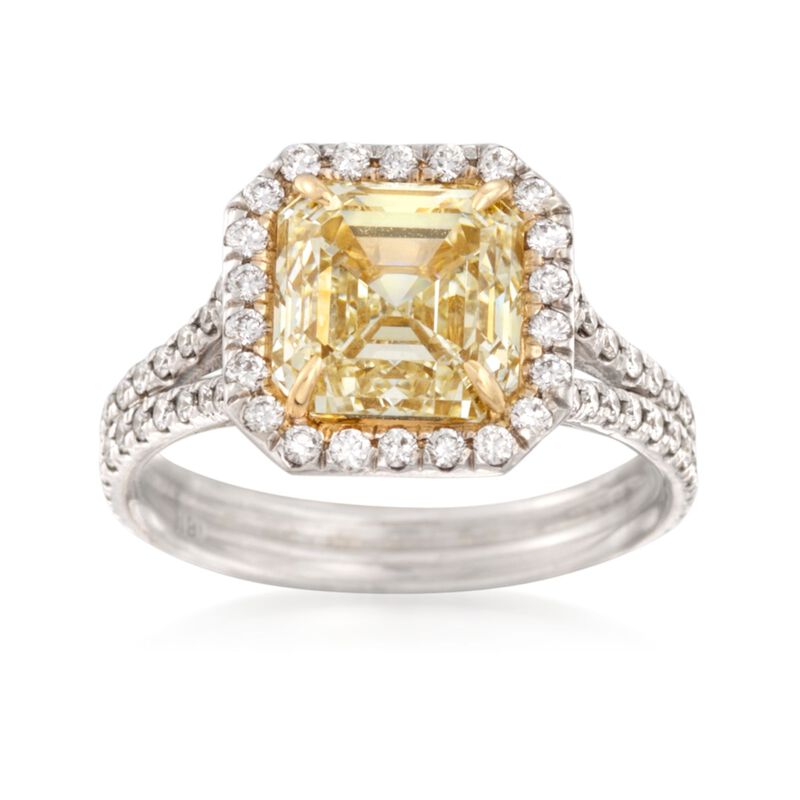 4.15 ct. t.w. Fancy Light Yellow and White Diamond Engagement Ring in 18kt White Gold image number 0