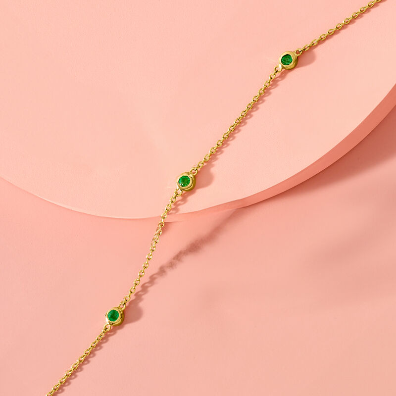 .20 ct. t.w. Emerald Station Bracelet in 14kt Yellow Gold image number 2