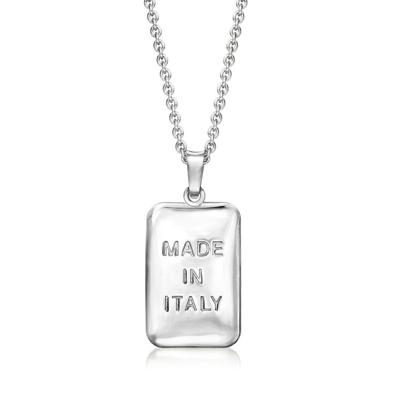 Italian Sterling Silver &quot;Made in Italy&quot; Tag Pendant Necklace. 18&quot; image number 1