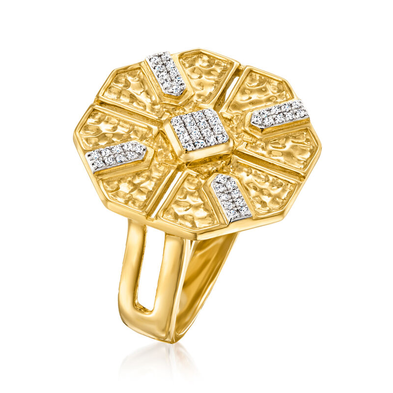 .15 ct. t.w. Diamond Octagonal Ring in 18kt Gold Over Sterling image number 2
