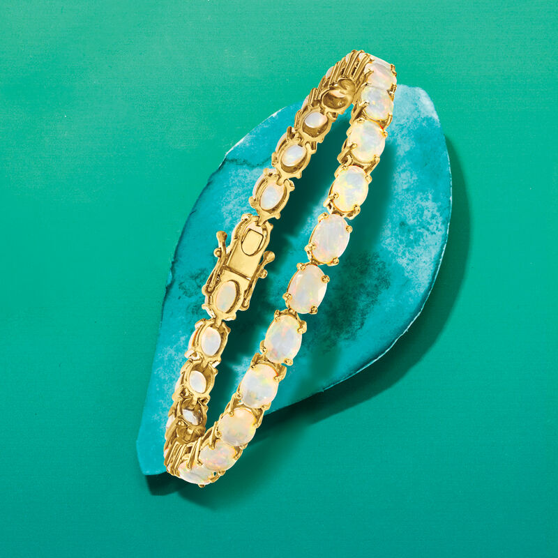 12.00 ct. t.w. Ethiopian Opal Tennis Bracelet in 18kt Gold Over Sterling image number 3