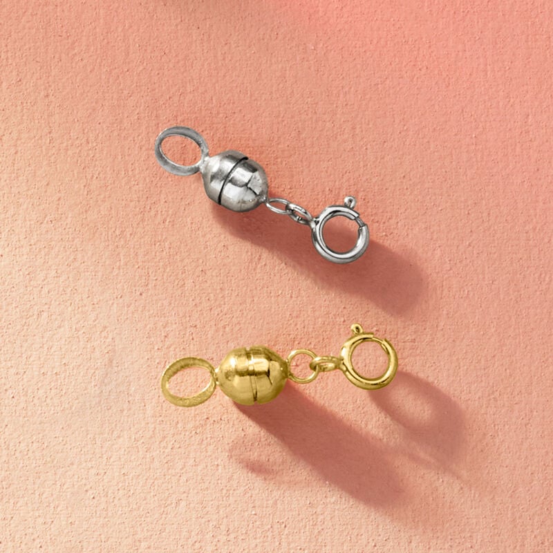 Italian Set of Two Small Magnetic Clasp Converters: 14kt Yellow Gold and 14kt White Gold image number 7