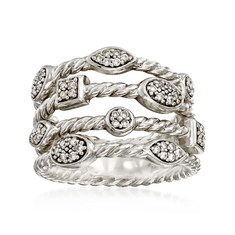 C. 1990 Vintage David Yurman &quot;Confetti&quot; .25 ct. t.w. Diamond Four-Row Ring in Sterling Silver image number 0