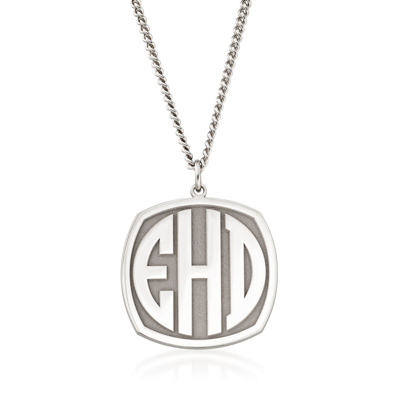 Men's Sterling Silver Personalized Monogram Pendant Necklace. 20&quot; image number 0