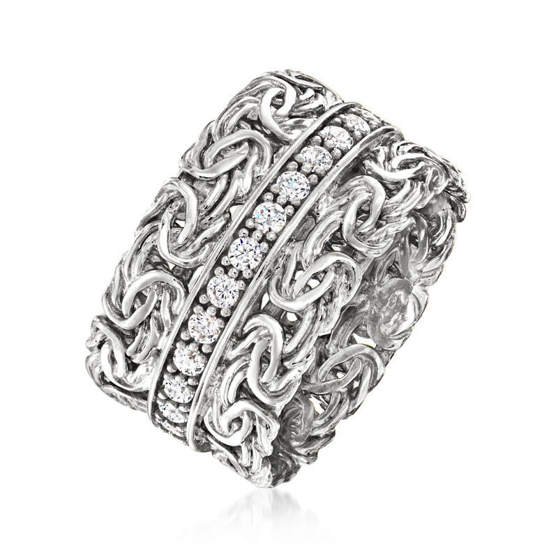.60 ct. t.w. CZ Byzantine Ring in Sterling Silver image number 2