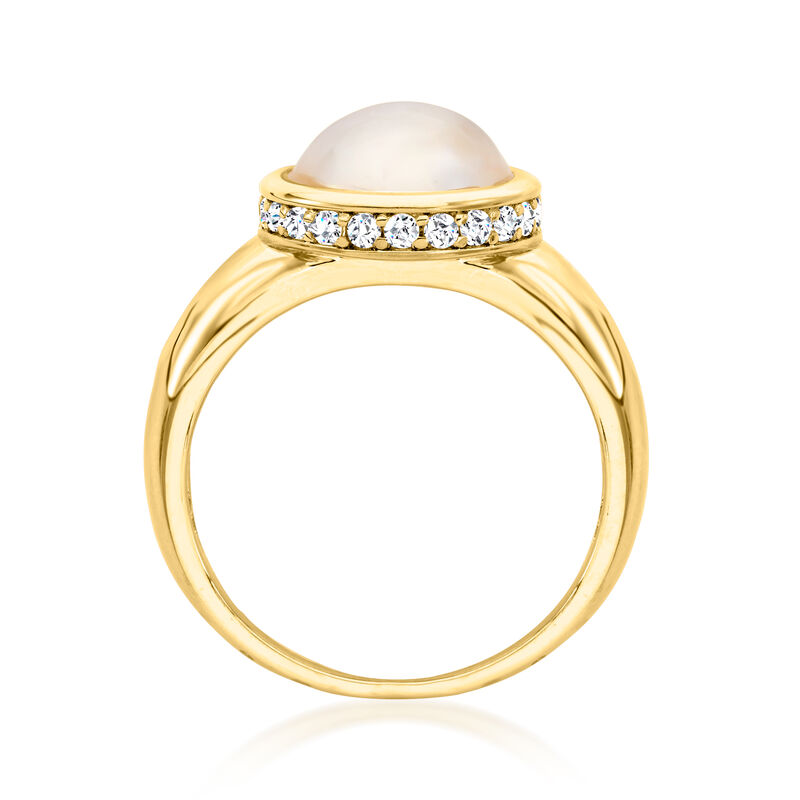 10mm Mabe Pearl and .30 ct. t.w. CZ Ring in 18kt Gold Over Sterling image number 3