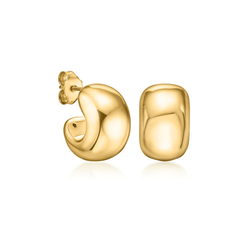 Italian 14kt Yellow Gold Puffed C-Hoop Earrings. 5/8" image number 1