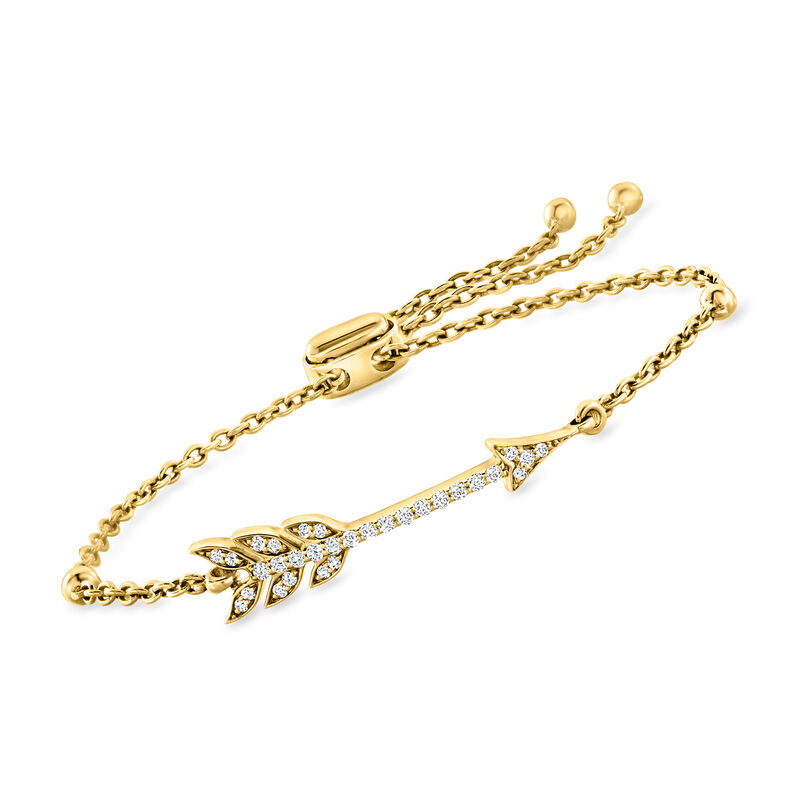 C. 2000 Vintage .30 ct. t.w. Diamond Arrow Bolo Bracelet in 14kt Yellow Gold image number 0