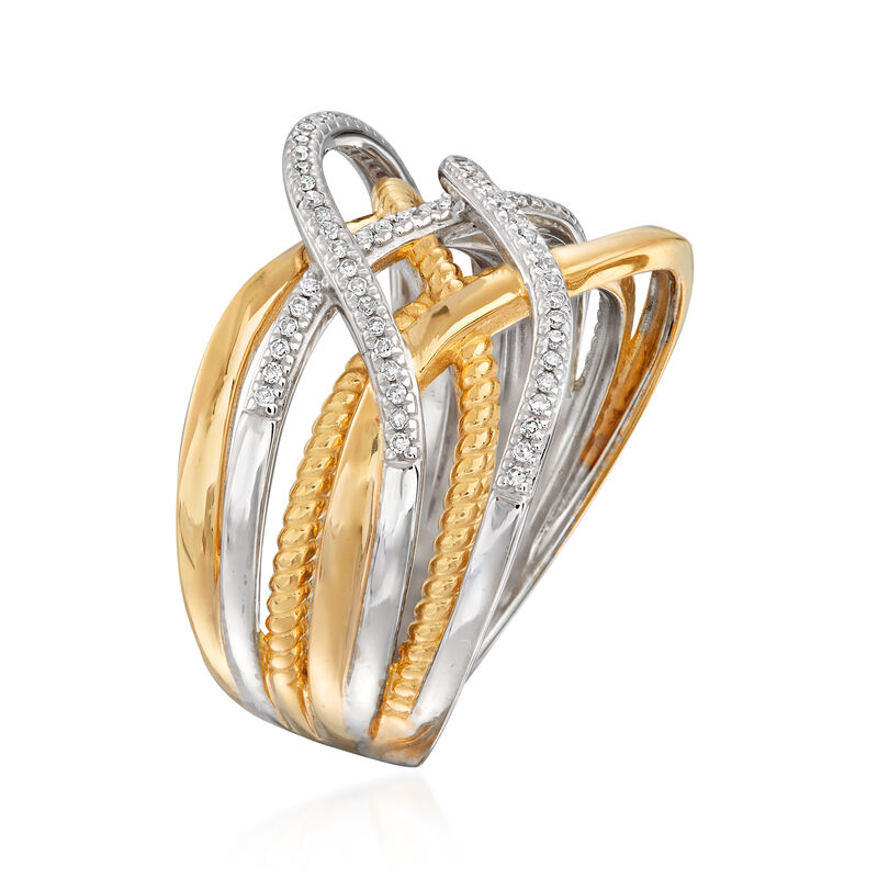 .15 ct. t.w. Diamond Highway Ring in 18kt Gold Over Sterling and Sterling Silver image number 2