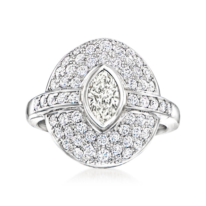 C. 1980 Vintage 1.48 ct. t.w. Diamond Ring in Platinum. Size 6.5 image number 0